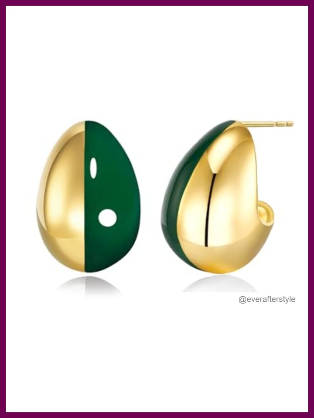 14K Gold Plated Teardrop Huggie Stud Earrings Hypoallergenic Women